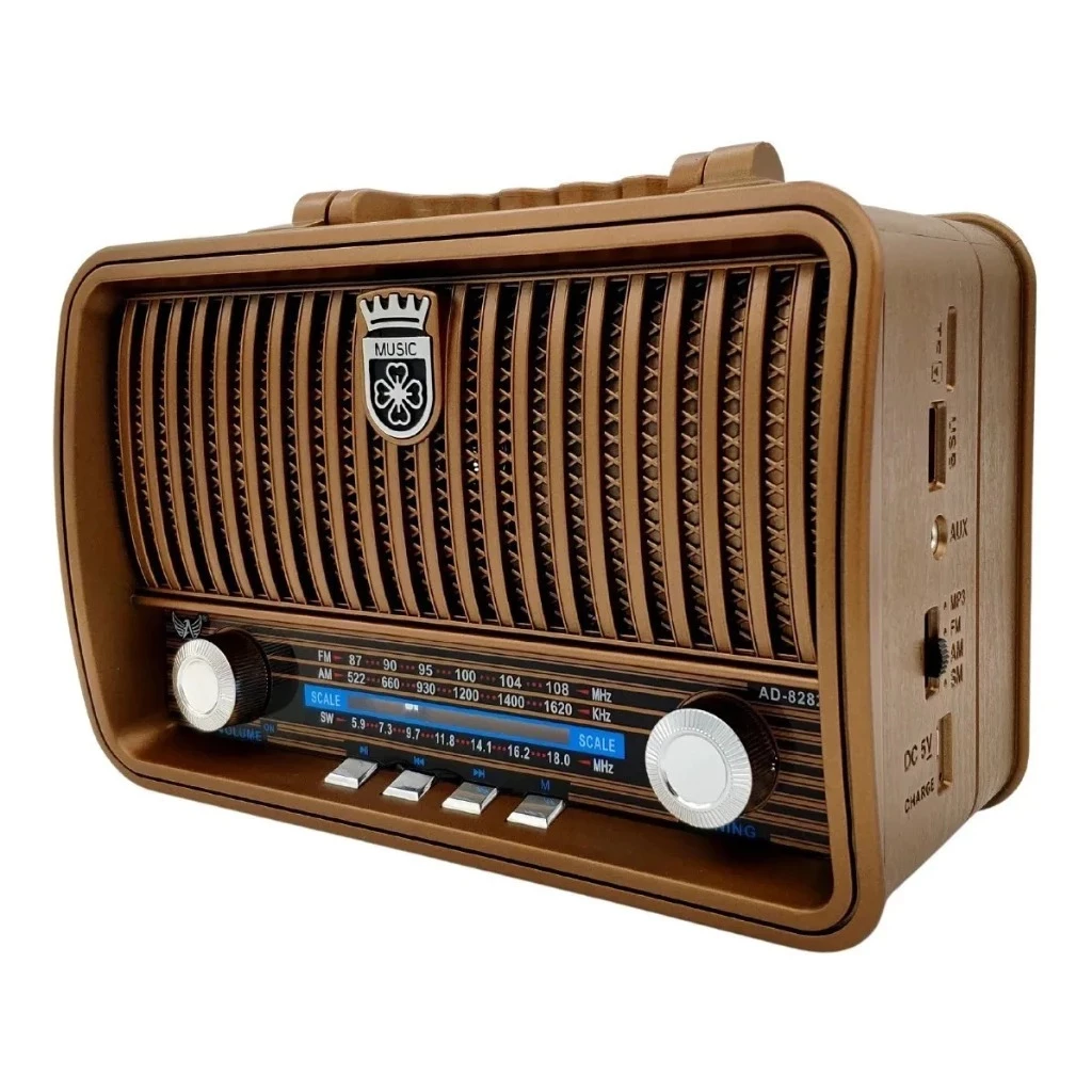 Rádio Am Fm Portatil Retro Bluetooth Vintage Antigo Usb P2 Altomex AD-8282 - Imagem 3