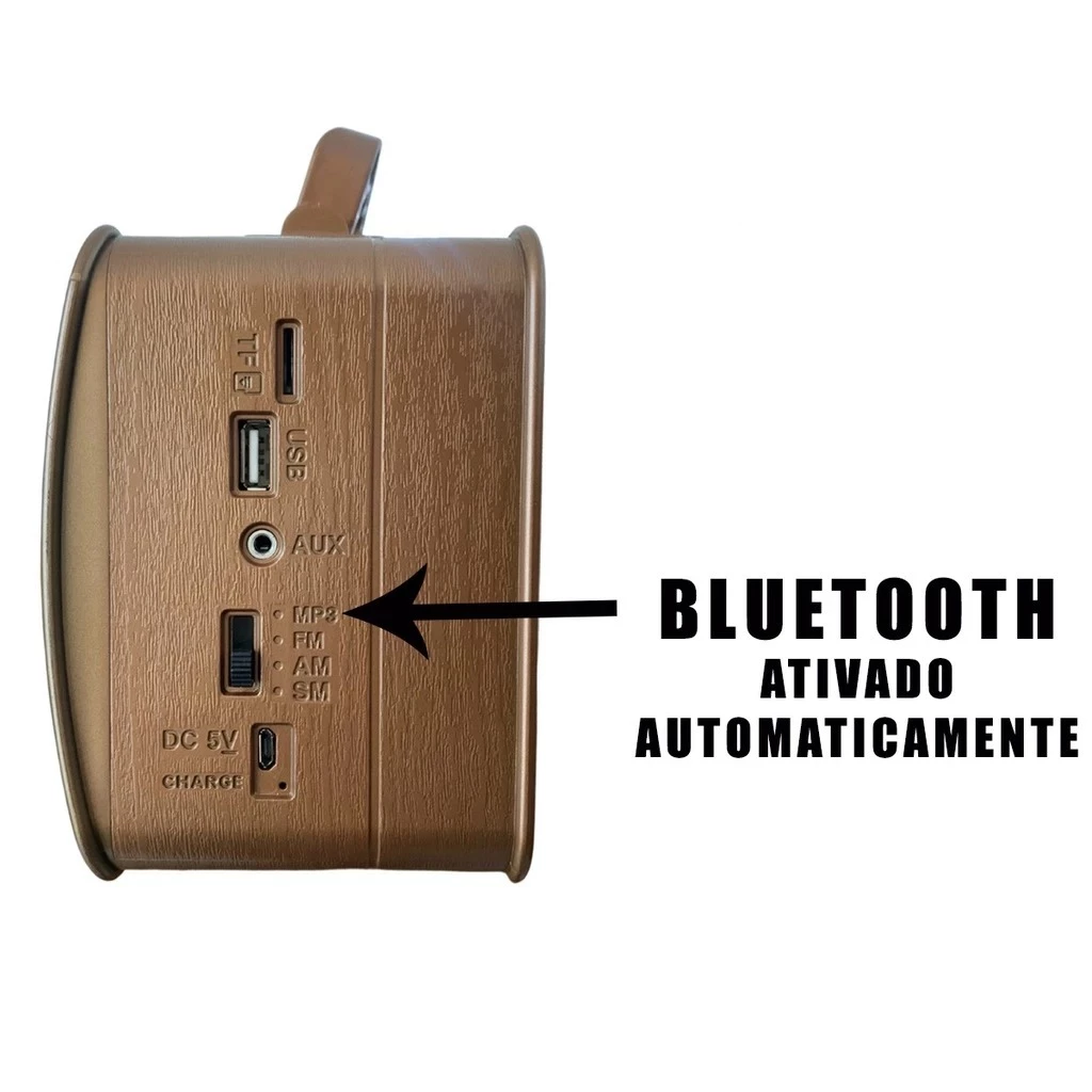 Rádio Am Fm Portatil Retro Bluetooth Vintage Antigo Usb P2 Altomex AD-8282 - Imagem 4