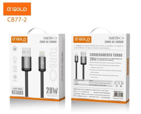 Cabo de Carga Carregamento Turbo 20W USB/IOS A'Gold CB77-2