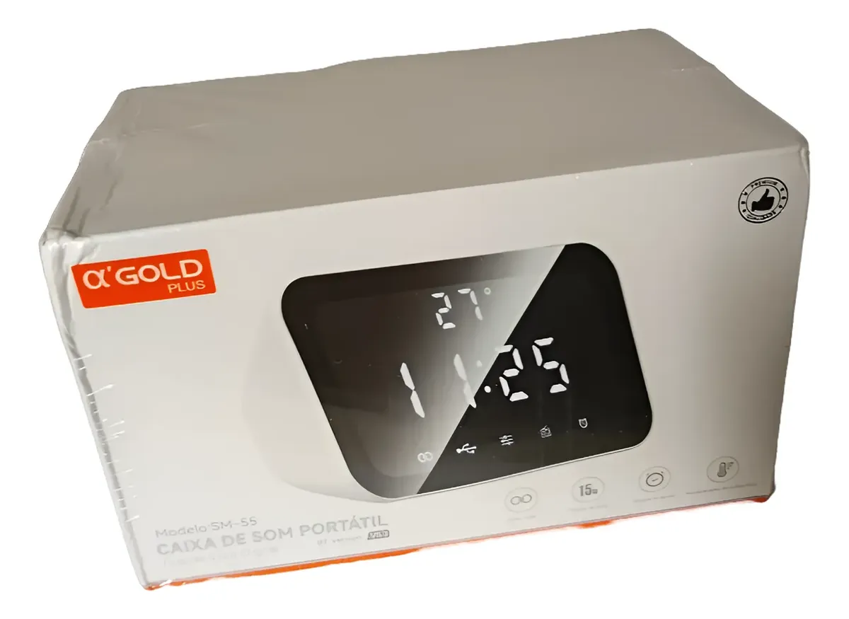 Mini Caixa Som A' Gold Sm-55 Bluetooth Rádio Relógio 15w Fm - Imagem 6