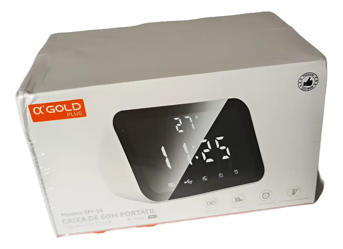 Mini Caixa Som A' Gold Sm-55 Bluetooth Rádio Relógio 15w Fm - Imagem 4