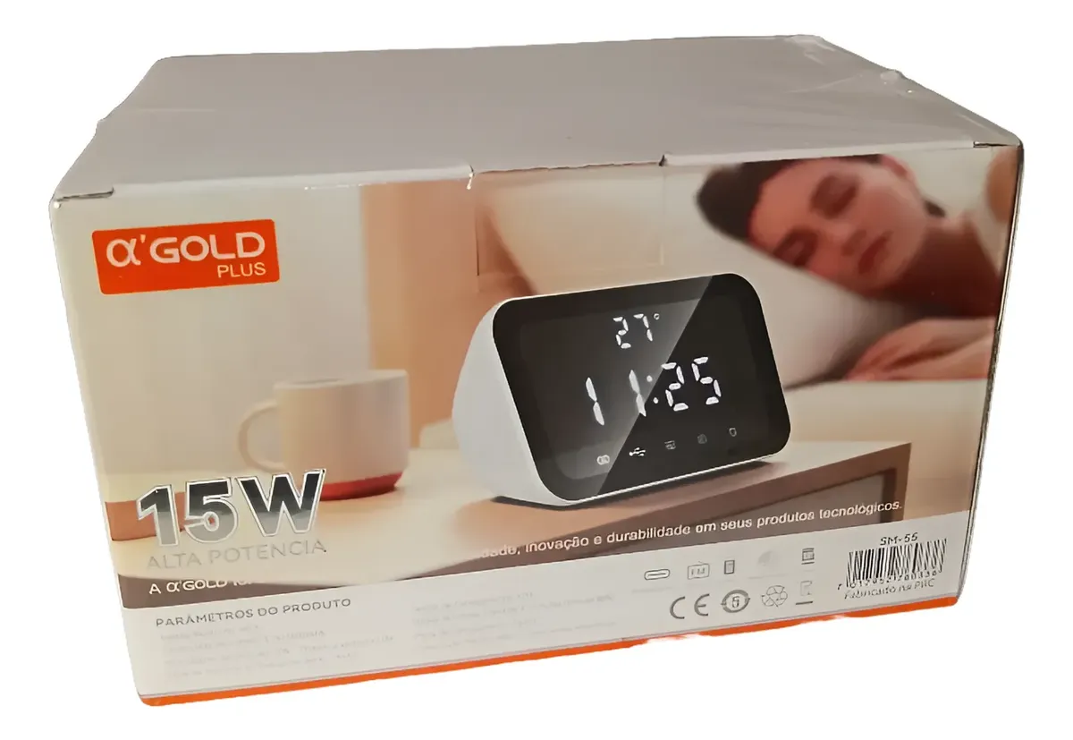 Mini Caixa Som A' Gold Sm-55 Bluetooth Rádio Relógio 15w Fm - Imagem 7