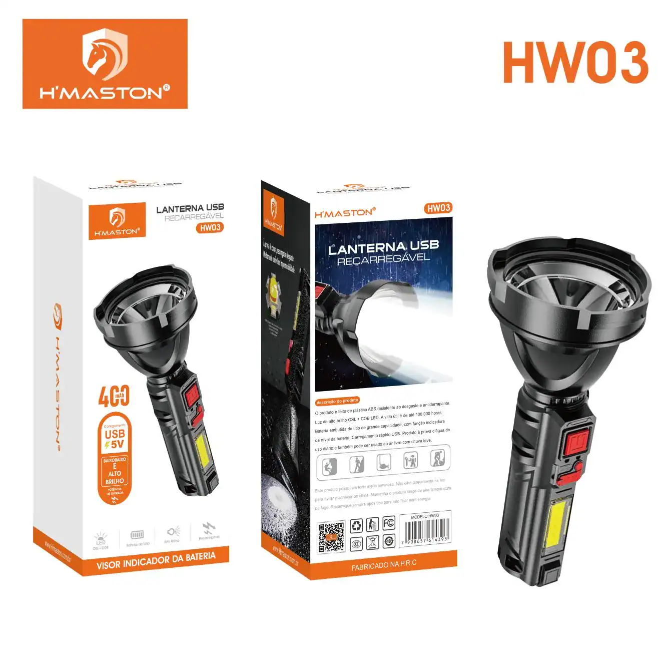 HMaston HW03 | Lanterna de Cabeça LED Recarregável com 9 LEDs e Ajuste de 90
