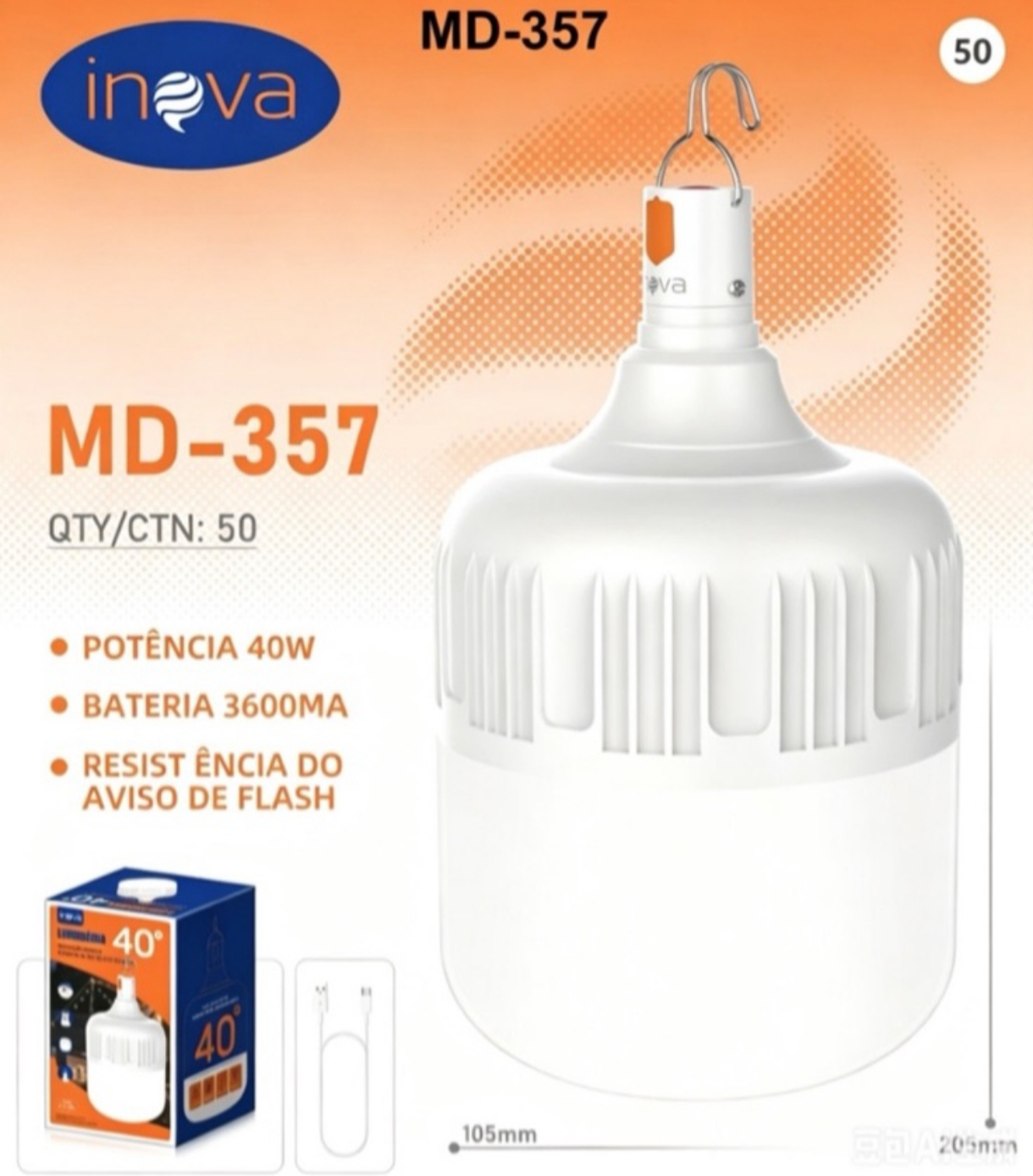 Luminaria USB 40W Inova MD-357