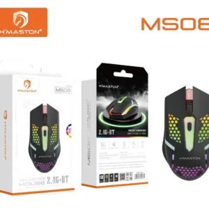 Gaming Mouse 2.4G + BT - Recarregável, Ergonomico e com Iluminação H'Maston MS08