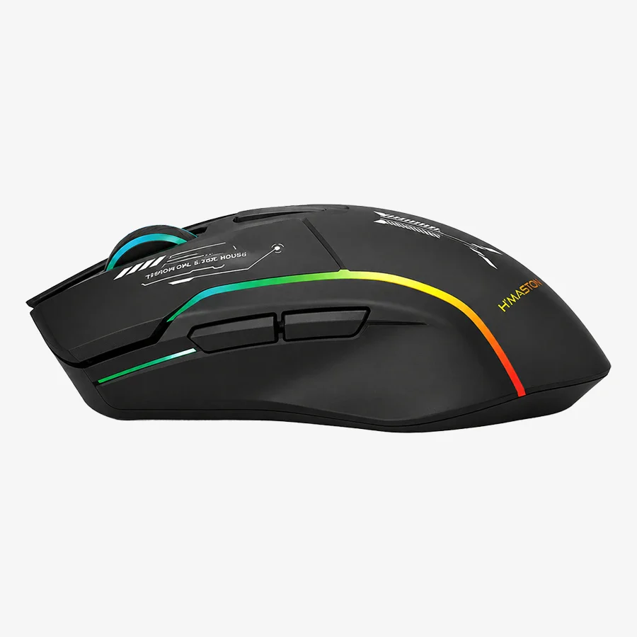 Mouse Gamer RGB Tri-Mode Ergonômico Preto H'Maston MS17 - Imagem 2