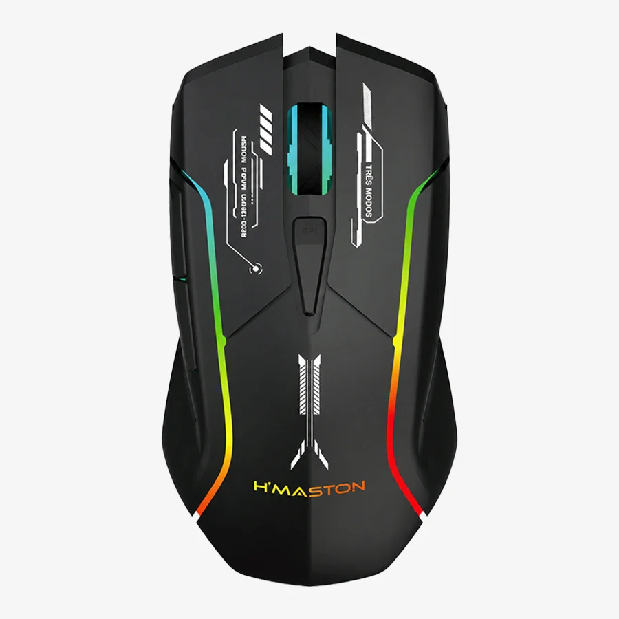 Mouse Gamer RGB Tri-Mode Ergonômico Preto H'Maston MS17 - Imagem 3