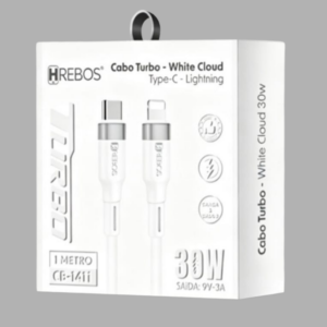 Cabo Turbo Tipo C - Lightning 30w 1m HREBOS CB-1411