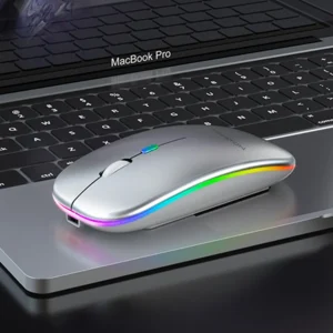 Alternative view of Mouse Sem Fio RGB Ergonômico Recarrregável Prata H'maston E1200